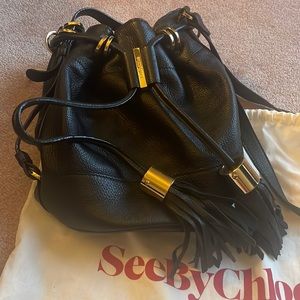 See By Chloe' Small Vicki Black Leather Bucket Bag